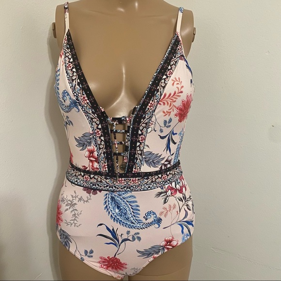 Seafolly NWOT Deep V Plunge One Piece Swimsuit US 6 (Aus 10) Hygienic Liner - Picture 3 of 9